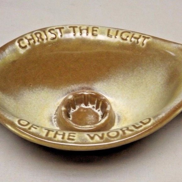 Frankoma Pottery Plainsman Brown Set of 2 Oral Roberts 1971 Candle Stick Holders - Picture 8 of 13